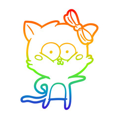 Obraz premium rainbow gradient line drawing cartoon cat