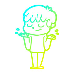 cold gradient line drawing cartoon happy boy