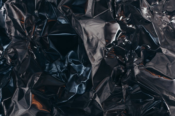 Full frame take of a sheeT of crumpled silver aluminum foil