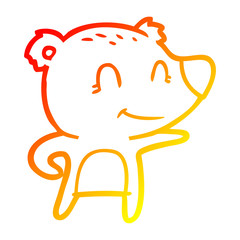 Obraz premium warm gradient line drawing friendly bear cartoon