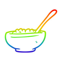 rainbow gradient line drawing bowl of rice