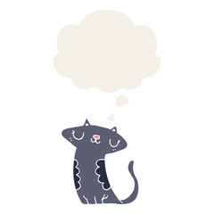 cartoon cat and thought bubble in retro style