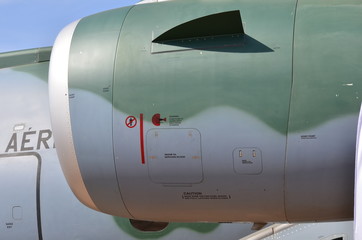 Aircraft turbine detail. Fan and cone system.