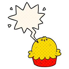 cartoon pie and speech bubble in comic book style
