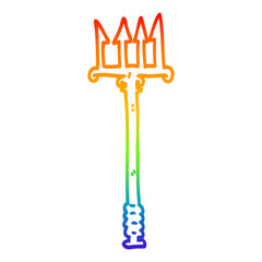 rainbow gradient line drawing cartoon pitchfork