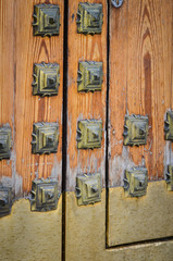 ancient doors close up on the historical streets of Spain