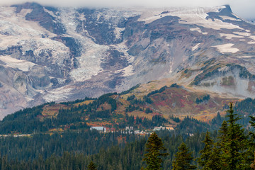 Paradise Glows with Autumn Colors at Base of Mount Rainier