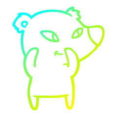 cold gradient line drawing cute cartoon bear