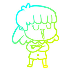 cold gradient line drawing cartoon woman