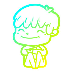 Obraz premium cold gradient line drawing cartoon happy boy