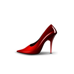 Women's red Shoe isolated on white background for your creativity