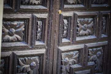 ancient doors close up on the historical streets of Spain