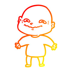 warm gradient line drawing cartoon nervous man