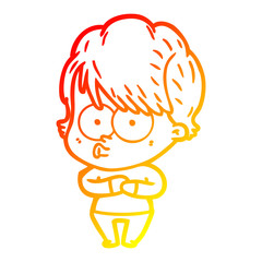 warm gradient line drawing cartoon woman