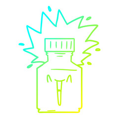 cold gradient line drawing cartoon pill jar