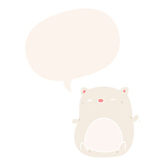 cute cartoon polar bear and speech bubble in retro style