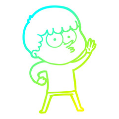 cold gradient line drawing cartoon curious boy