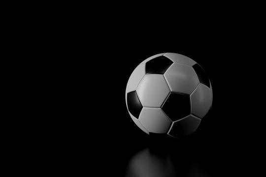 Light and shadow of football in the darkness. 3D rendering.
