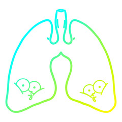 cold gradient line drawing cartoon lungs