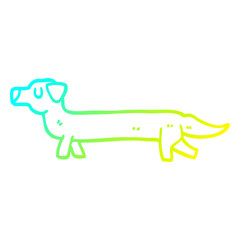 cold gradient line drawing cartoon dachshund
