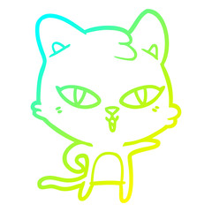 cold gradient line drawing cartoon cat