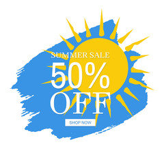 Sale Banner Yellow Blob Isolated White Background