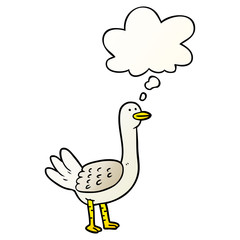 cartoon bird and thought bubble in smooth gradient style