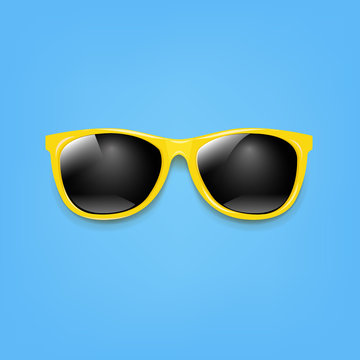 Banner Sunglasses And Blue Background