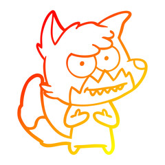 warm gradient line drawing cartoon grinning fox