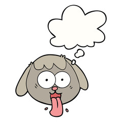 cartoon dog face panting and thought bubble