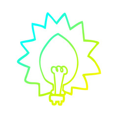 cold gradient line drawing cartoon light bulb