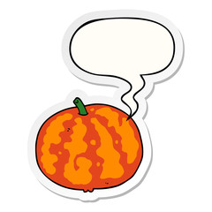 cartoon melon and speech bubble sticker
