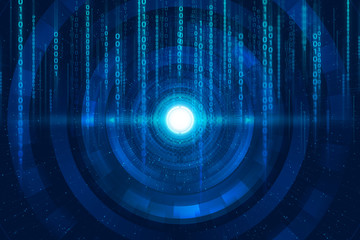 ai technology, data deep learning, hacker system online, internet binary code, circle neon glow...