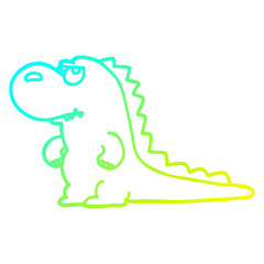 cold gradient line drawing cartoon annoyed dinosaur