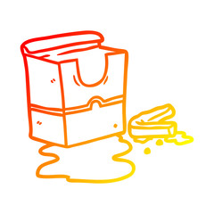 warm gradient line drawing empty box of fries