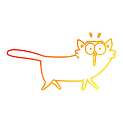 warm gradient line drawing cartoon cat