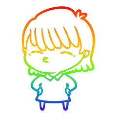 rainbow gradient line drawing cartoon woman