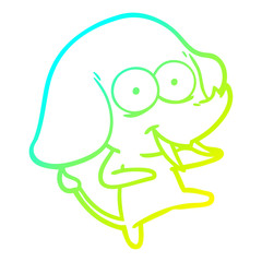cold gradient line drawing happy cartoon elephant