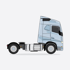 trailer head truck in simple graphic with outline