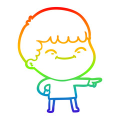 rainbow gradient line drawing cartoon happy boy