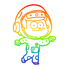 rainbow gradient line drawing happy astronaut cartoon