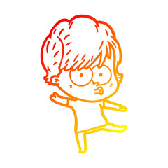 warm gradient line drawing cartoon woman