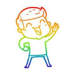 rainbow gradient line drawing cartoon man laughing