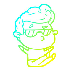 cold gradient line drawing cartoon cool guy