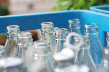 empty glass bottles of water