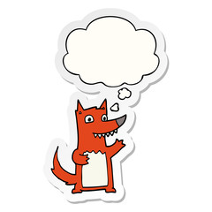cartoon wolf and thought bubble as a printed sticker