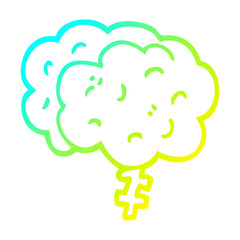 cold gradient line drawing cartoon brain