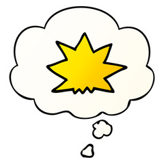 cartoon explosion and thought bubble in smooth gradient style