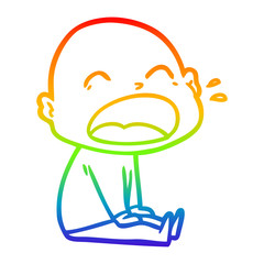 rainbow gradient line drawing cartoon shouting bald man