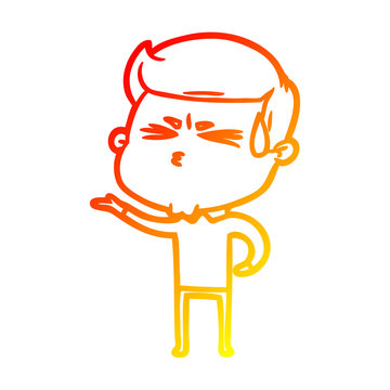 recommend clip art: warm gradient line drawing cartoon man sweating